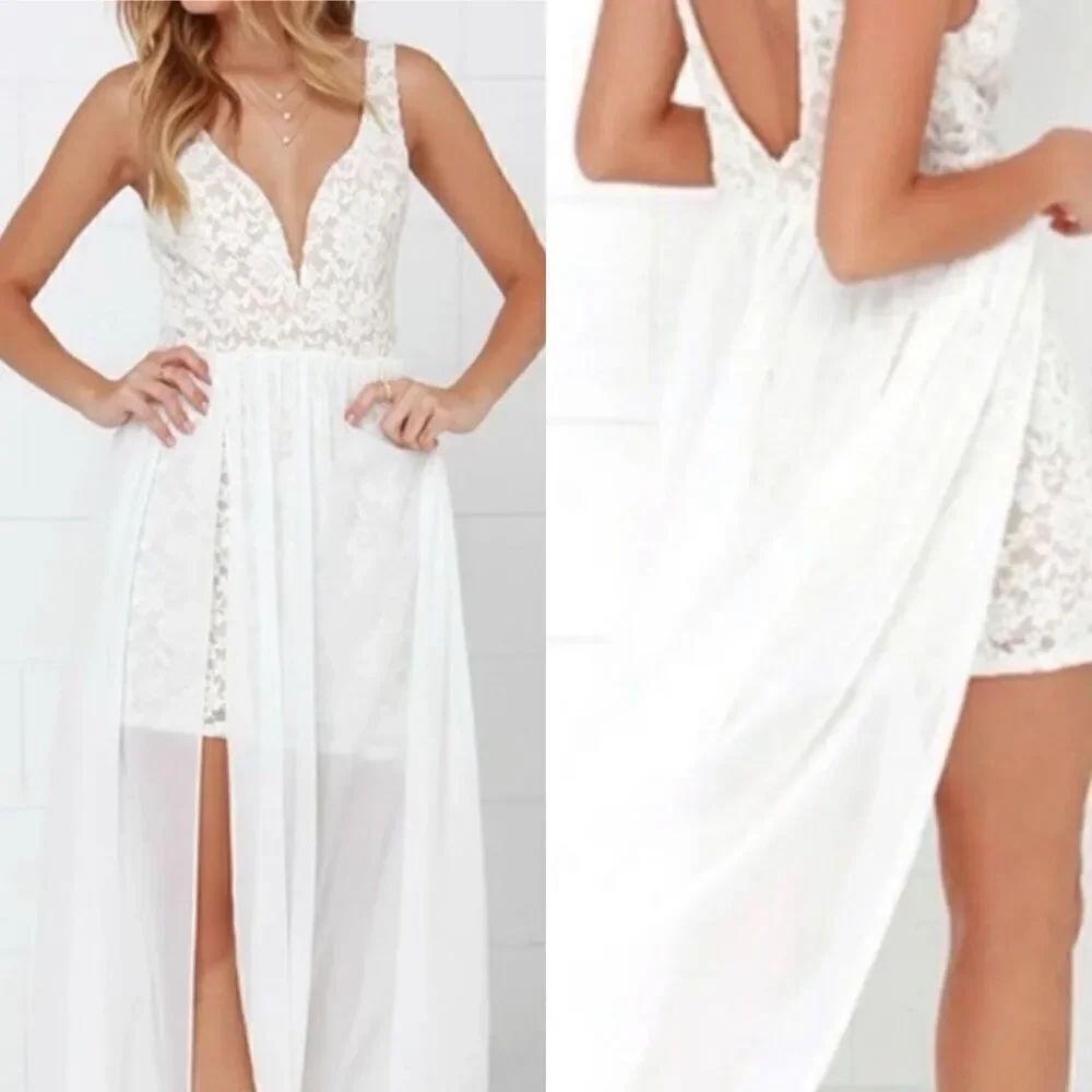 Lulus Make Way For Wonderful Off White Lace Maxi Dress - Women’s US Large